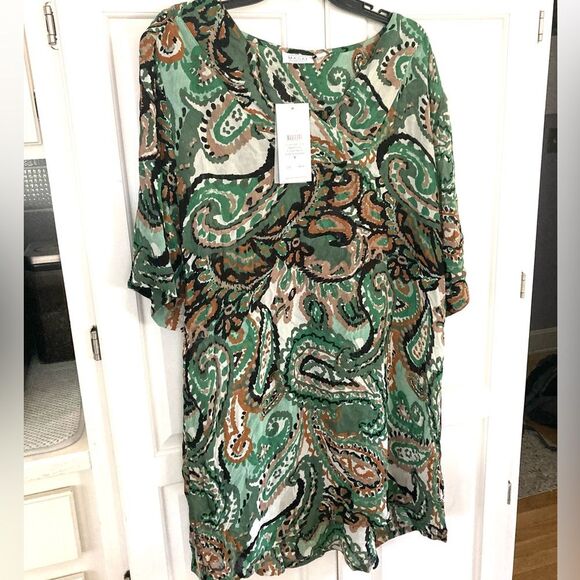 ❤️ NEW Masai Copenhagen Hadia Tunic Stone Green Viscose Lightweight Artsy Top - Picture 3 of 8